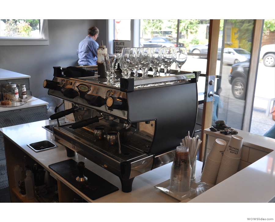 Alternatively, if you sit at the left-hand end, you get this view of the espresso machine.