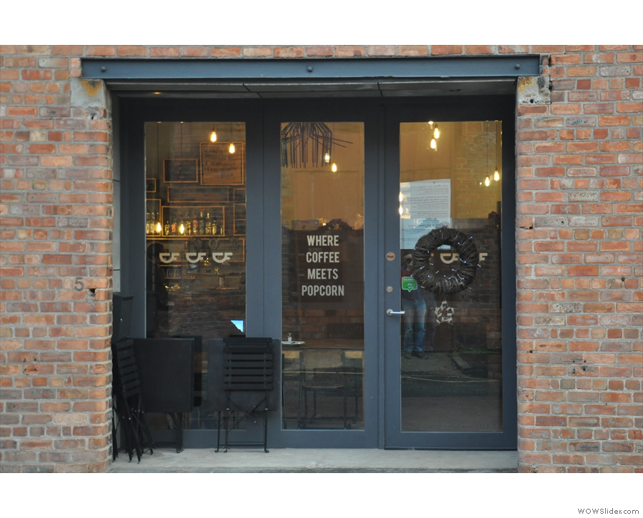 'Where Coffee Meets Popcorn' says the door... Where coffee meets what?
