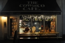 The Cow & Co Cafe on Liverpool's Cleveland Square on a dark, December evening.