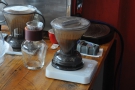 ... while the filter coffee is through the Clever Dripper. This is an immersion brewer...