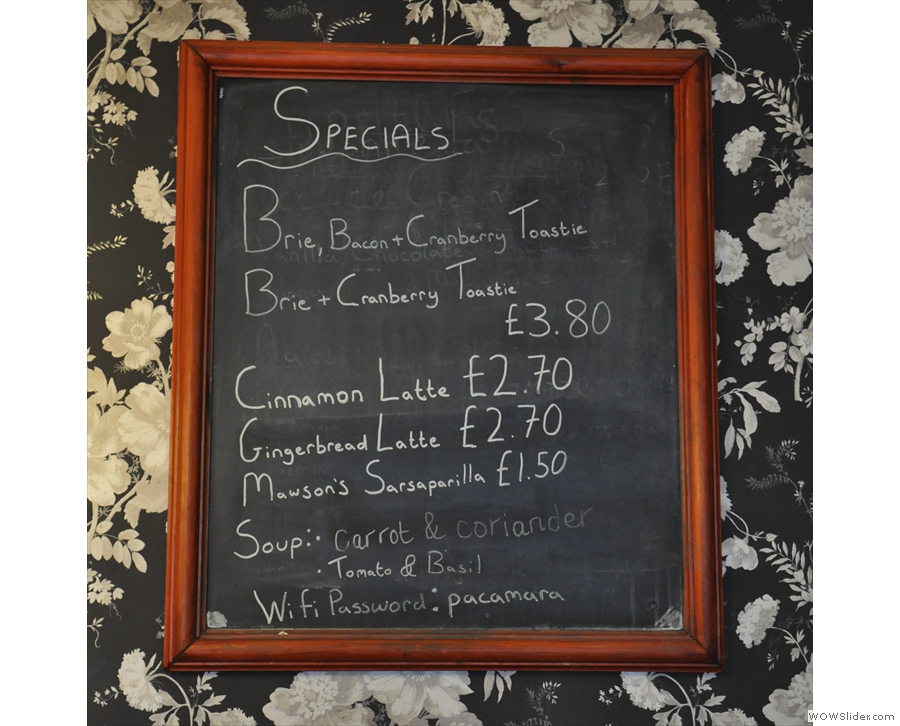 You'll also find the specials menu up here...
