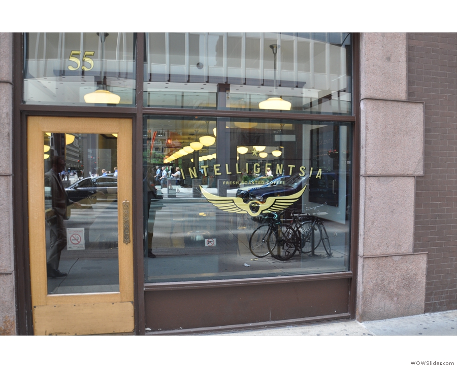 Intelligentsia occupies the right-hand side of the ground floor of the Monadnock Building...