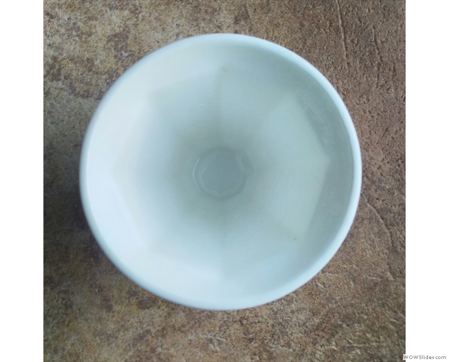 The interior of the Therma Cup. Some baristas don't like the octagonal sides...