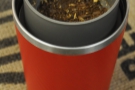 The ground coffee automatically sits in the filter.