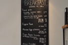 There's an extensive breakfast menu (until 11.30)...