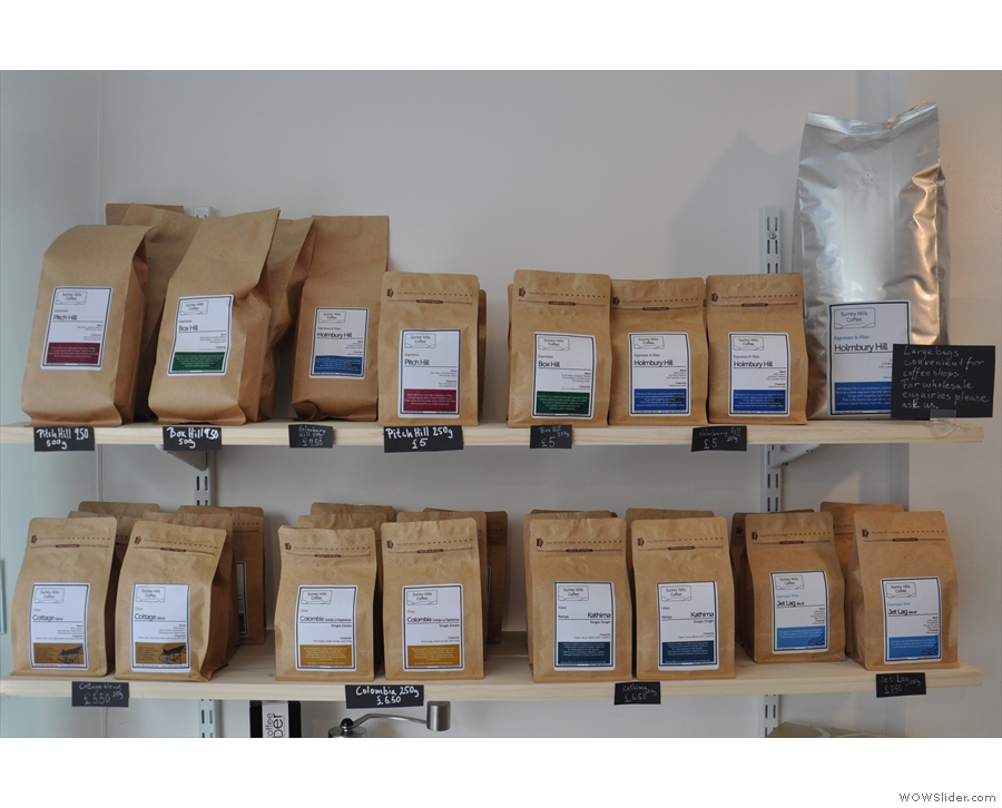 As well as coffee-making kit, all of Surrey Hills' output is available to buy.