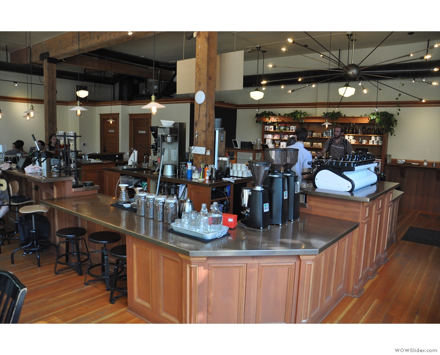 The coffee-making part of Case Study is around the other side of the island counter.