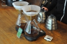 ... Five Points pre-prepares a couple of Chemex at a time using the filter of the day.