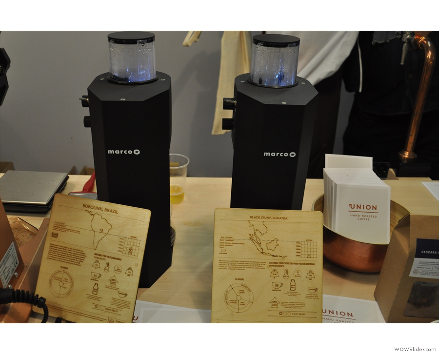 There were a couple of Marco Beverage System SP9s on display, turning out filter coffee.