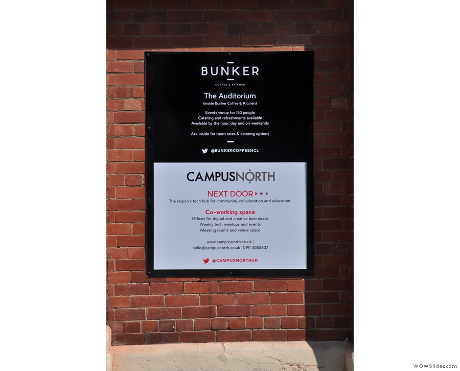 Bunker has an events space, The Auditorium, & next door, Campusnorth, a co-working space.